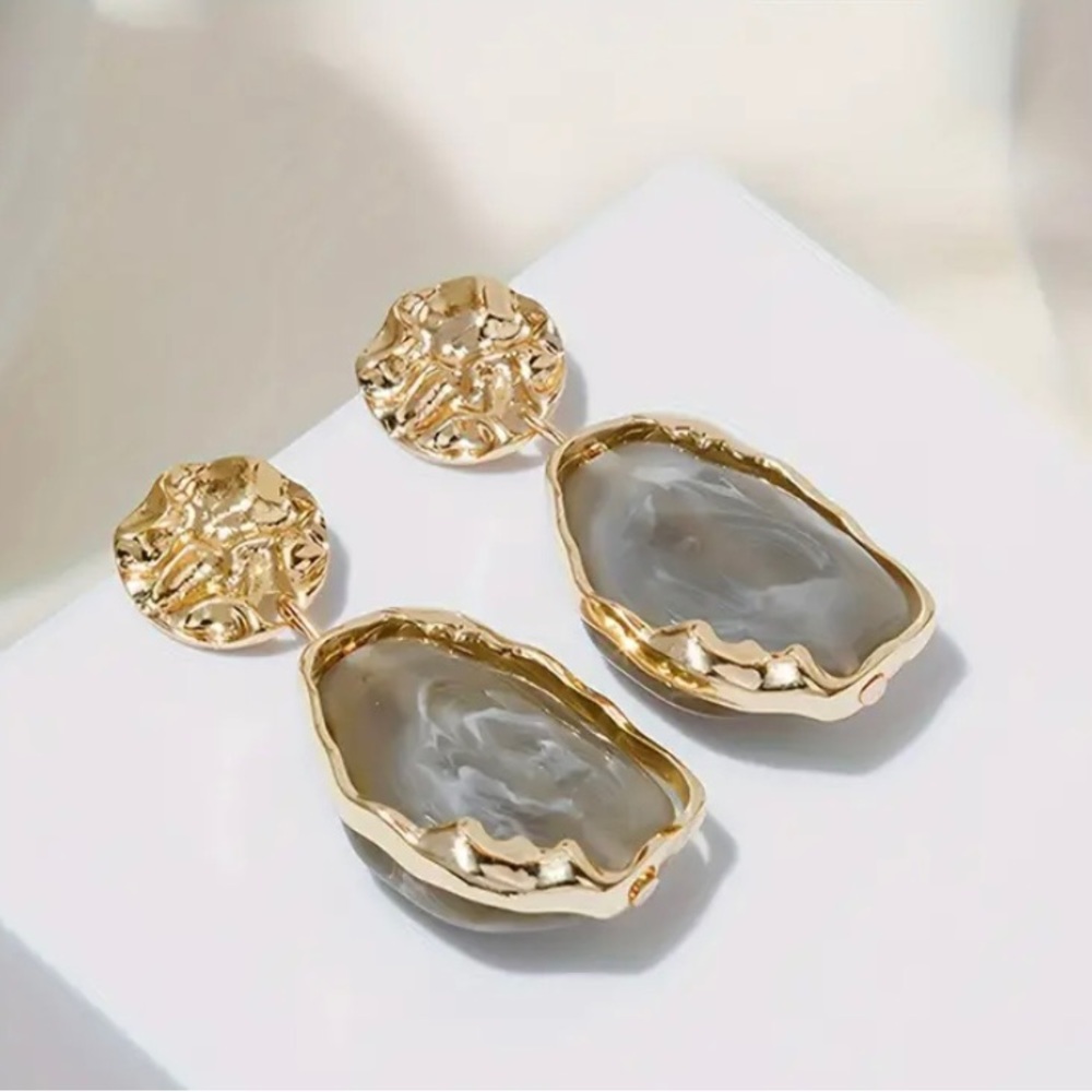 Grey stone earrings